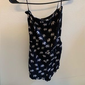 cute bohemian style romper, black with/elephants 🐘